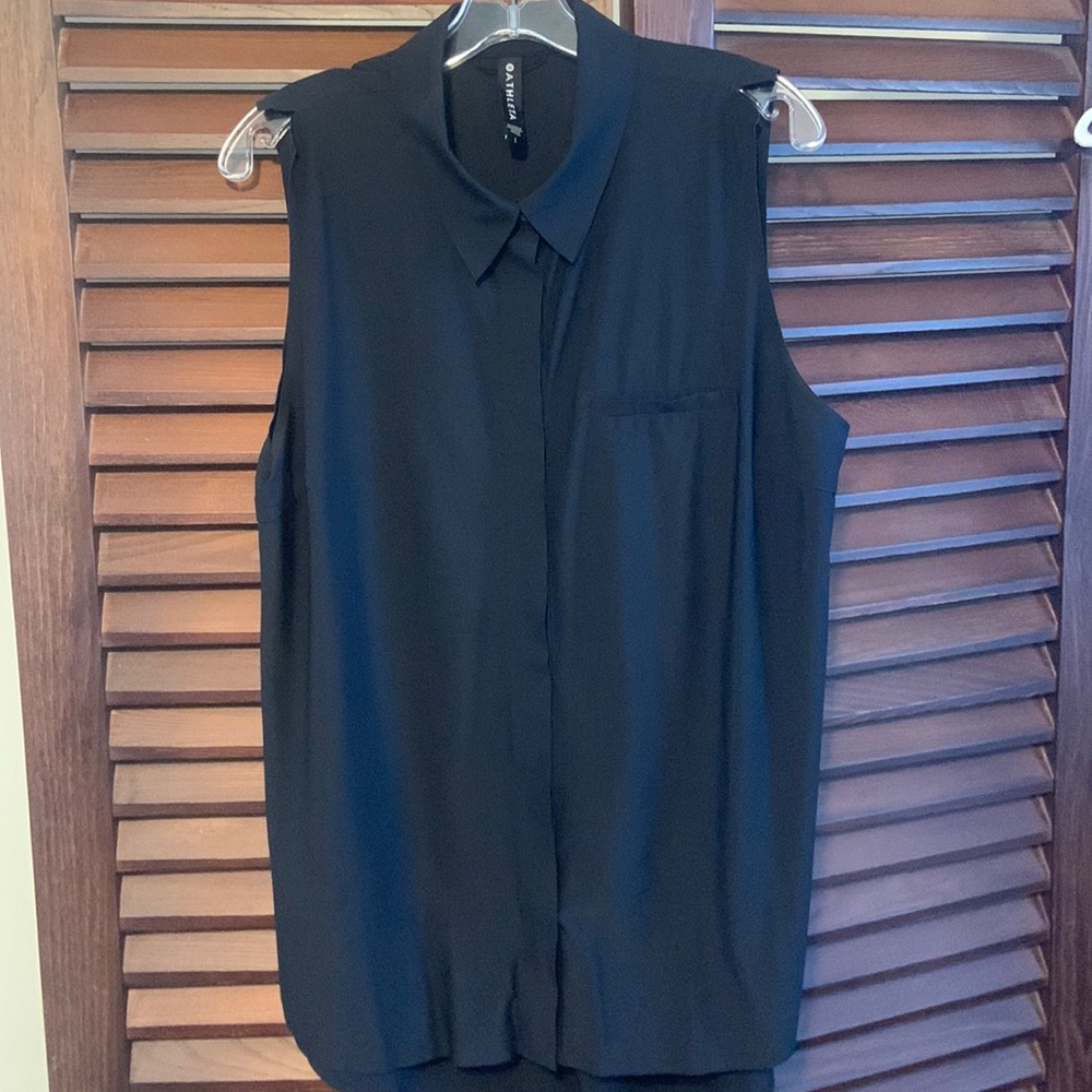 Athleta black tank w/ collar, size Large